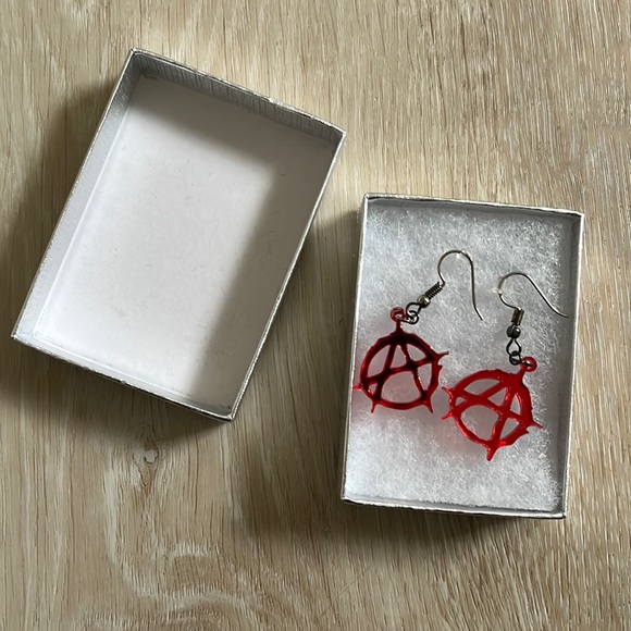 Crafty Anteater Red Anarchy Earrings - Picture 1 of 2
